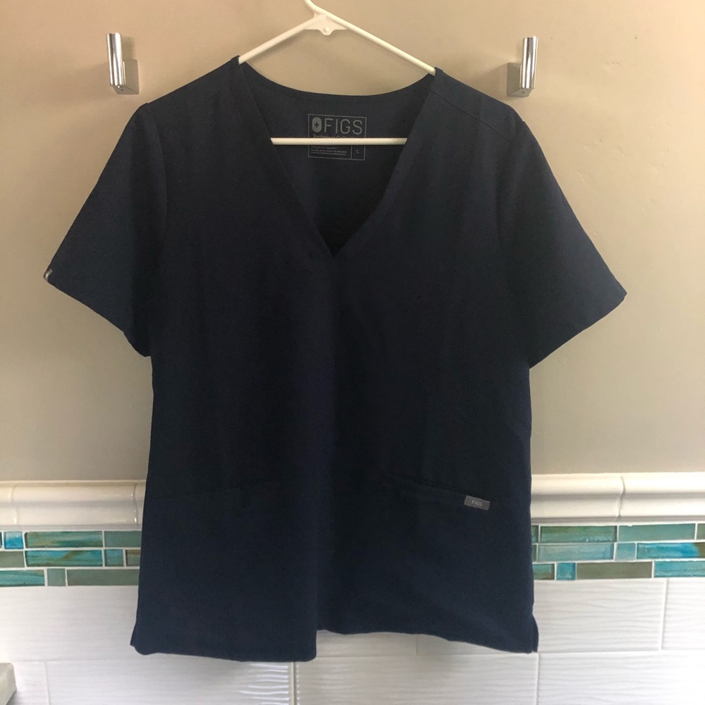 Figs L Navy Blue Casma Scrub Top